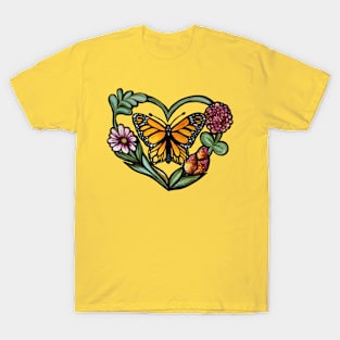 Monarch Butterfly Nature Heart T-Shirt